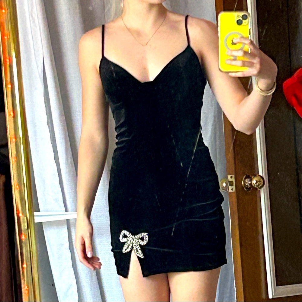 black mini dress